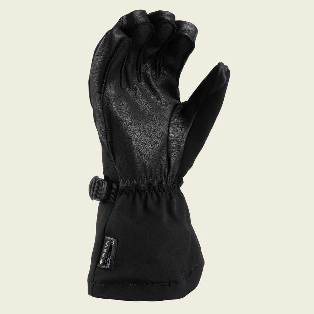 Black glove with a buckle on a white background