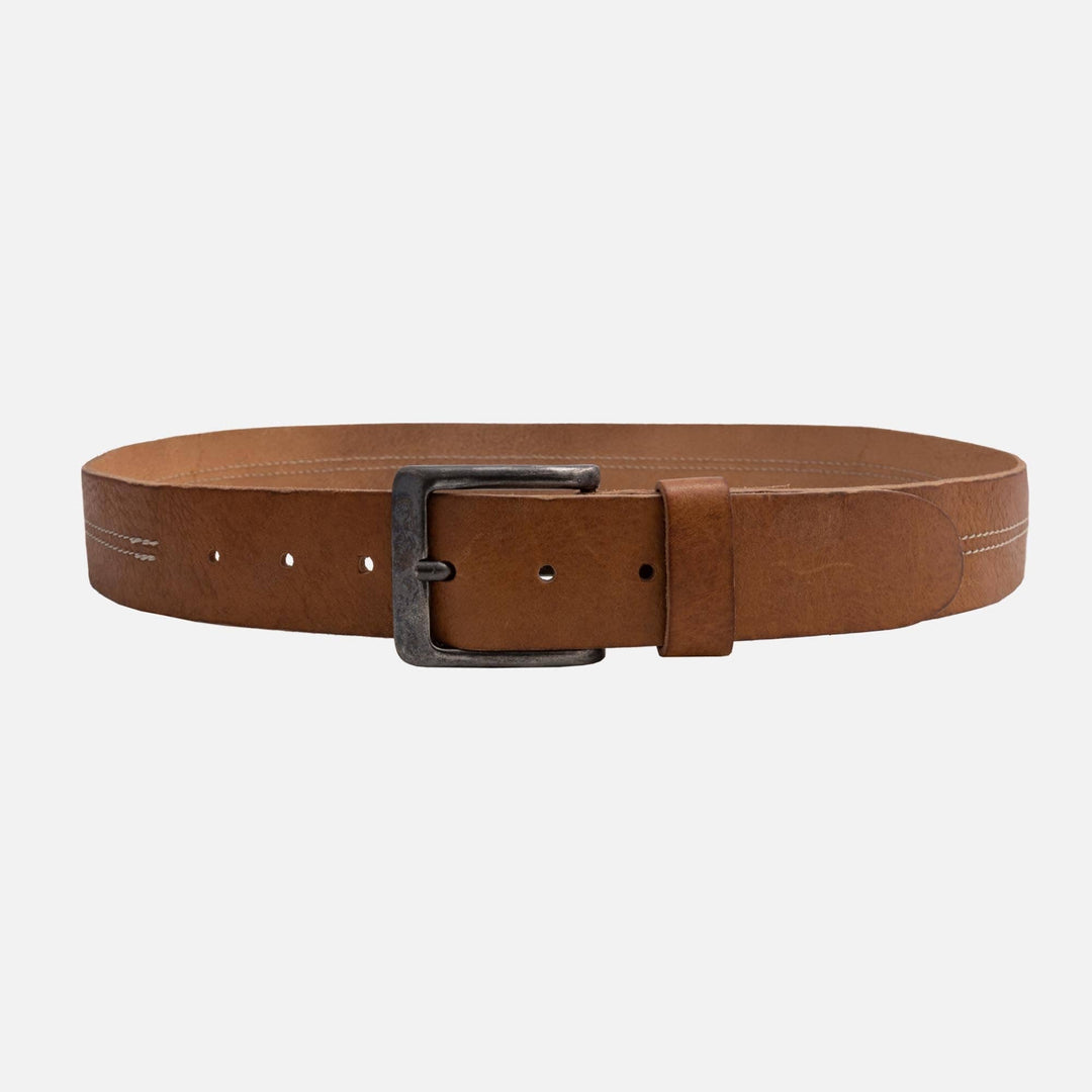 Aren | Men’s Handcrafted Leather Belt with Center Stitch | Camel