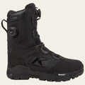 Black tactical boot with visible branding on a white background