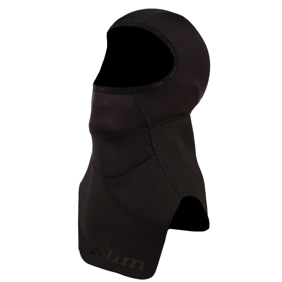 Black hooded garment on a white background