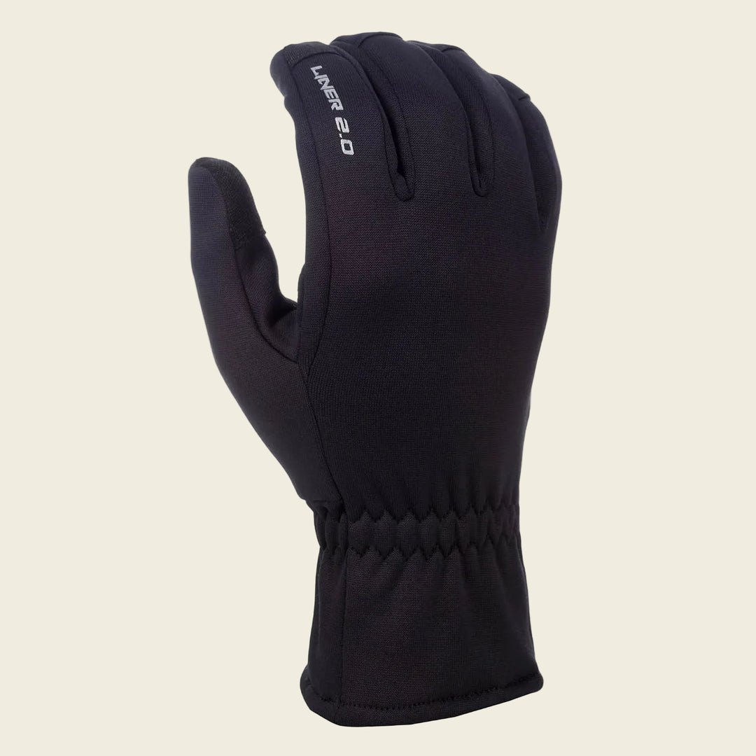 Black glove with ' liner 20' branding on a white background