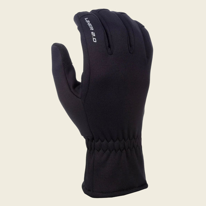 Black glove with ' liner 20' branding on a white background