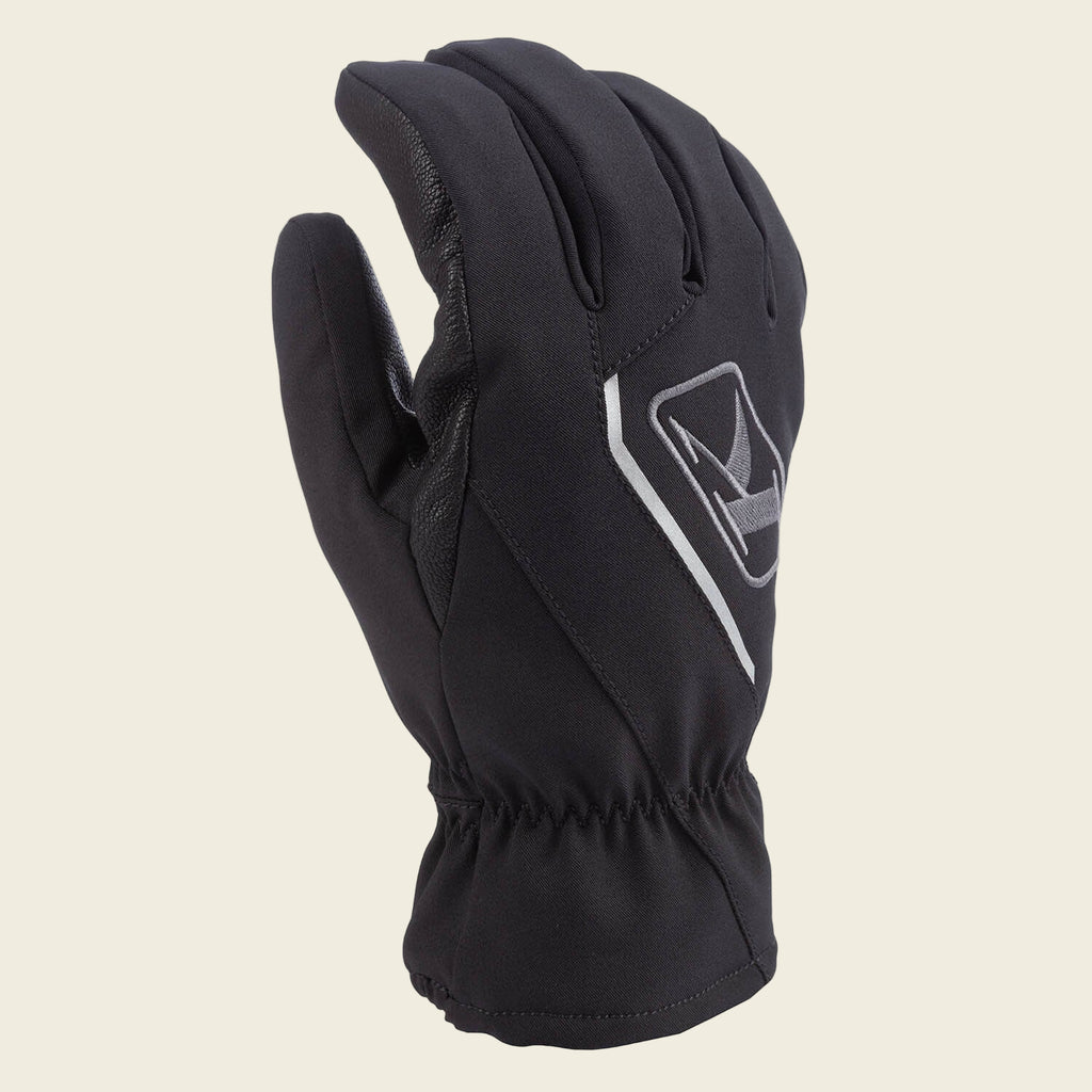 Black glove with a logo on a white background