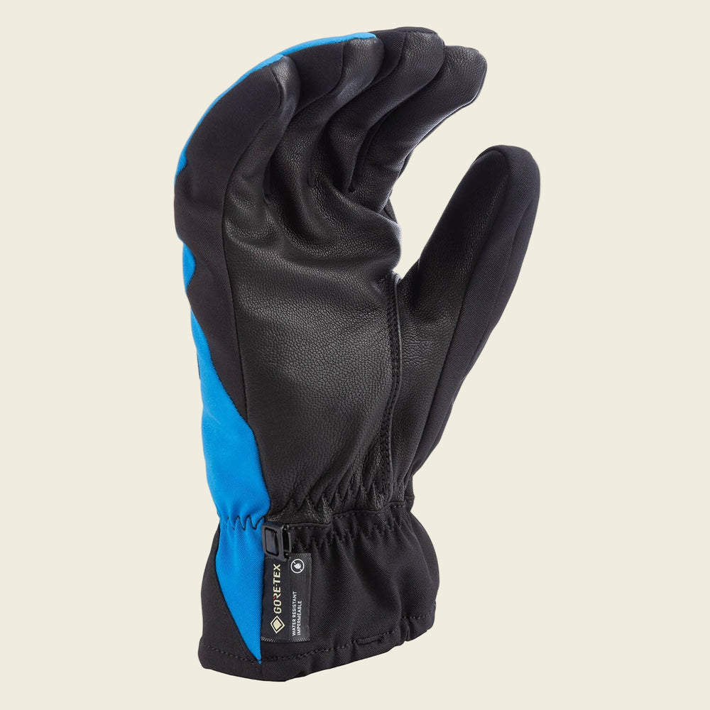 Black glove with blue accents on a white background