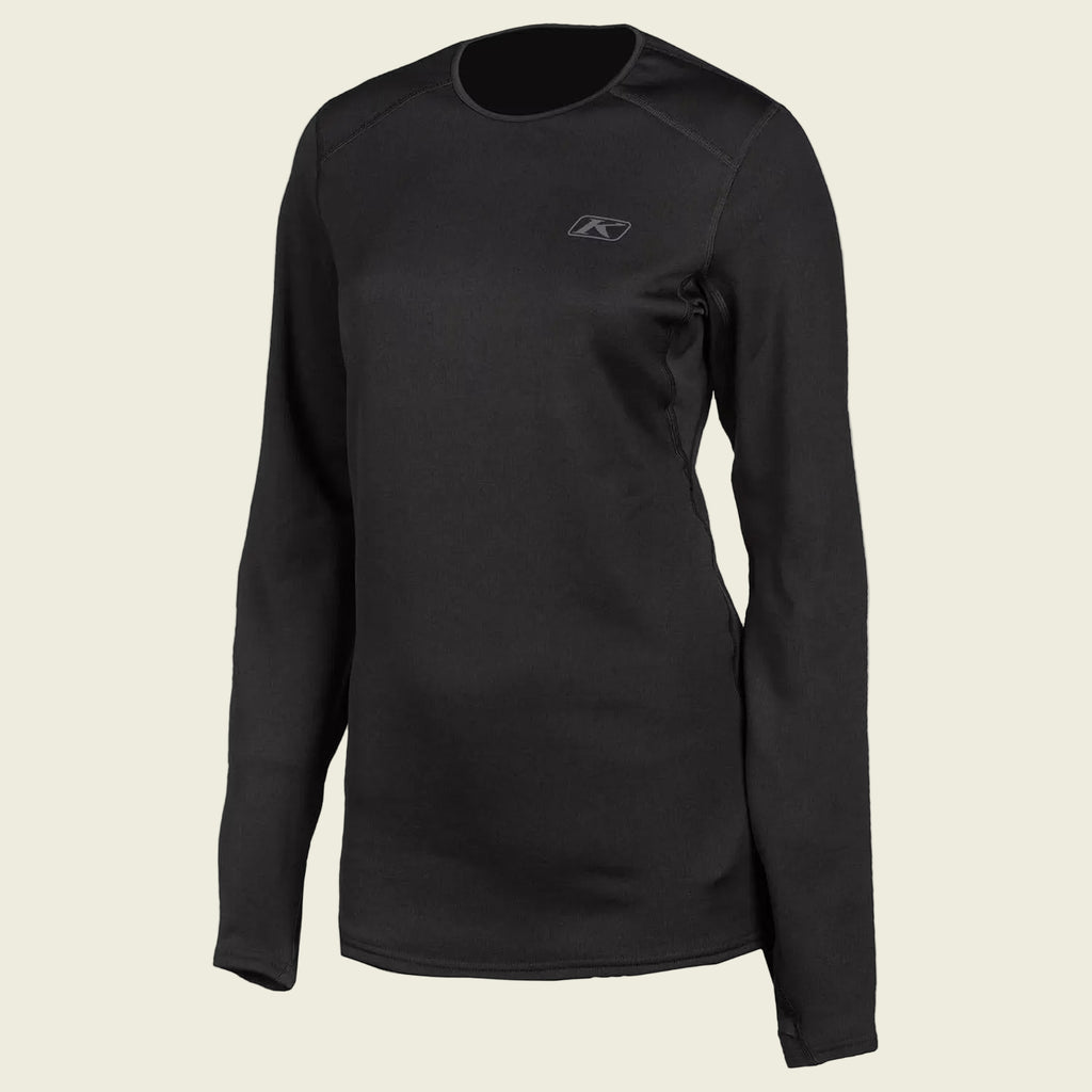 Black long-sleeve shirt with a logo on a white background