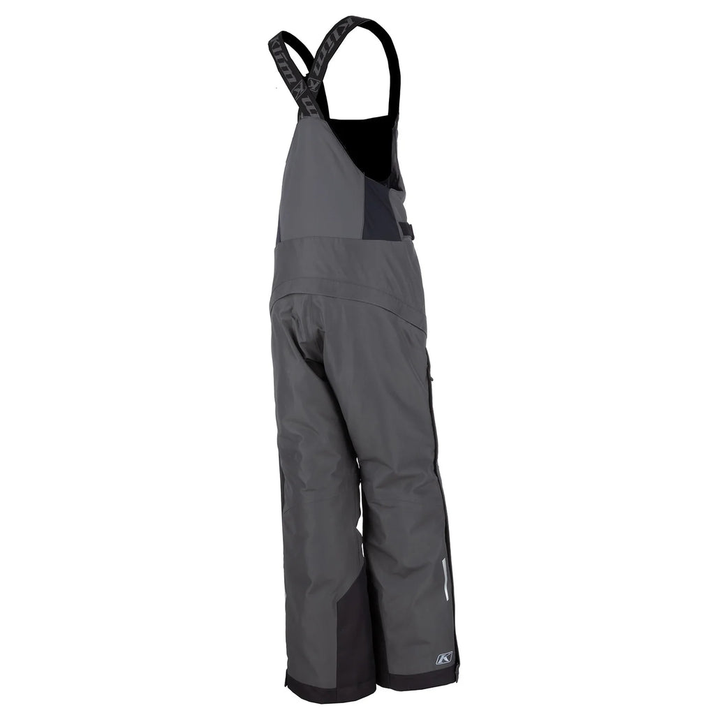 Gray bib overalls with White & Black accents on a white background