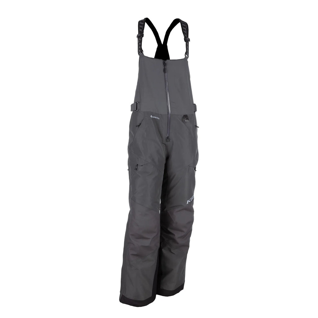 Gray bib overalls with White & Black accents on a white background