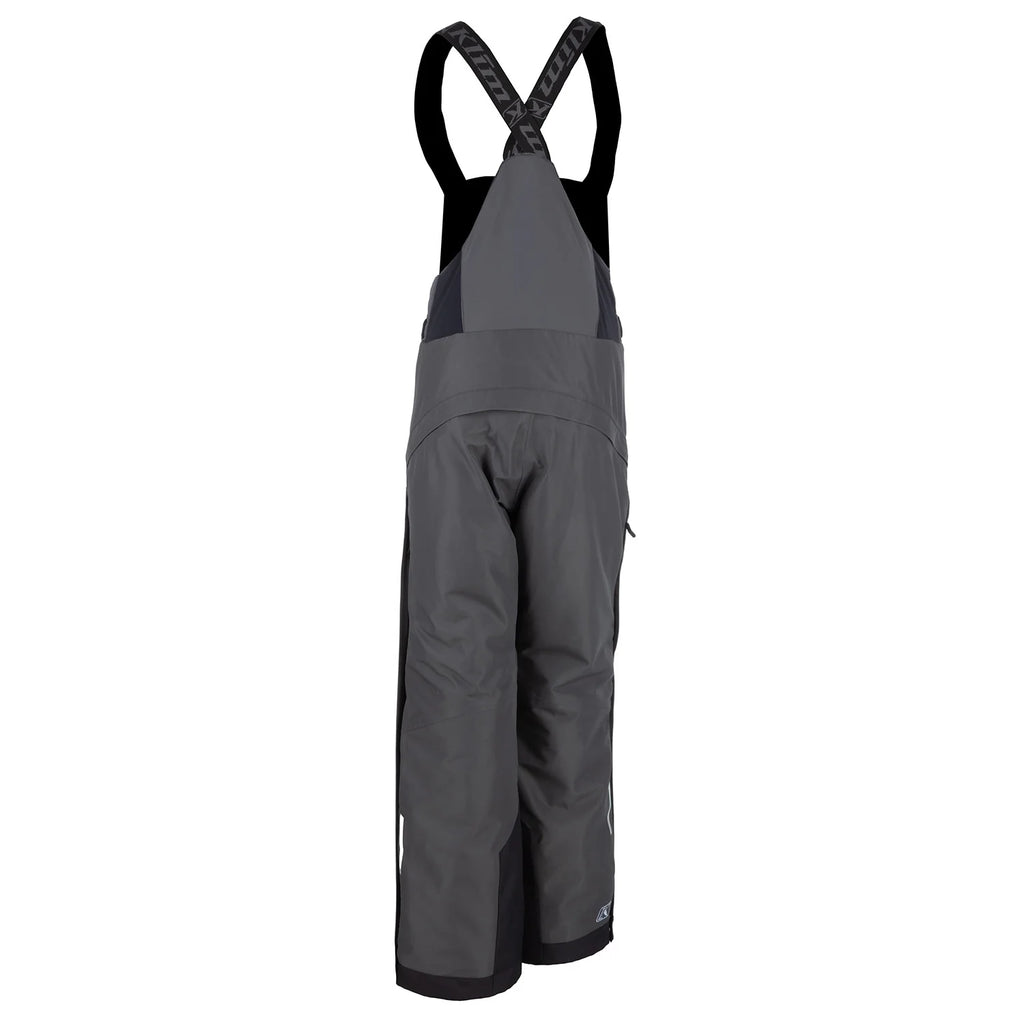 Gray bib overalls with White & Black accents on a white background