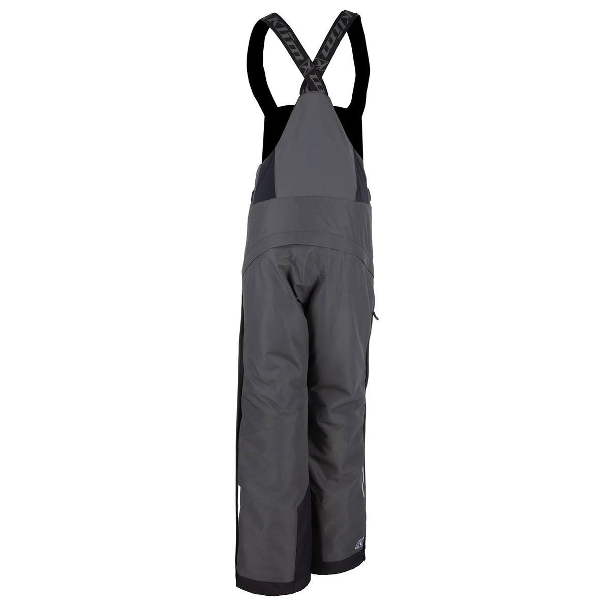 Gray bib overalls with White & Black accents on a white background