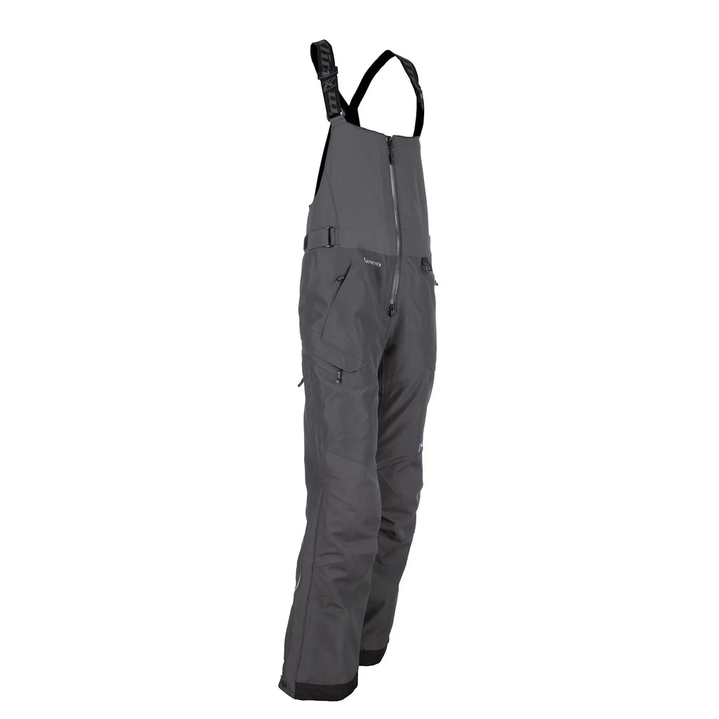 Gray bib overalls with White & Black accents on a white background