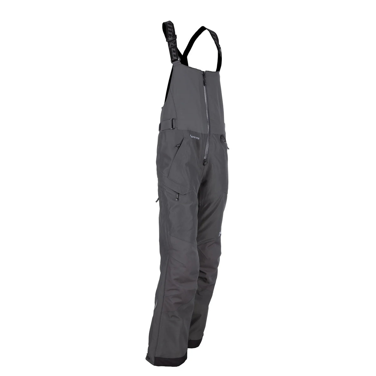 Gray bib overalls with White & Black accents on a white background