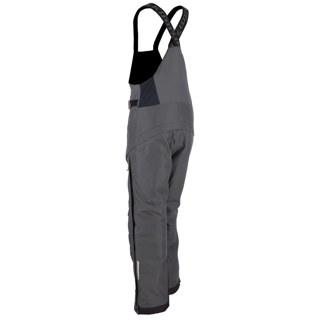Gray bib overalls with White & Black accents on a white background