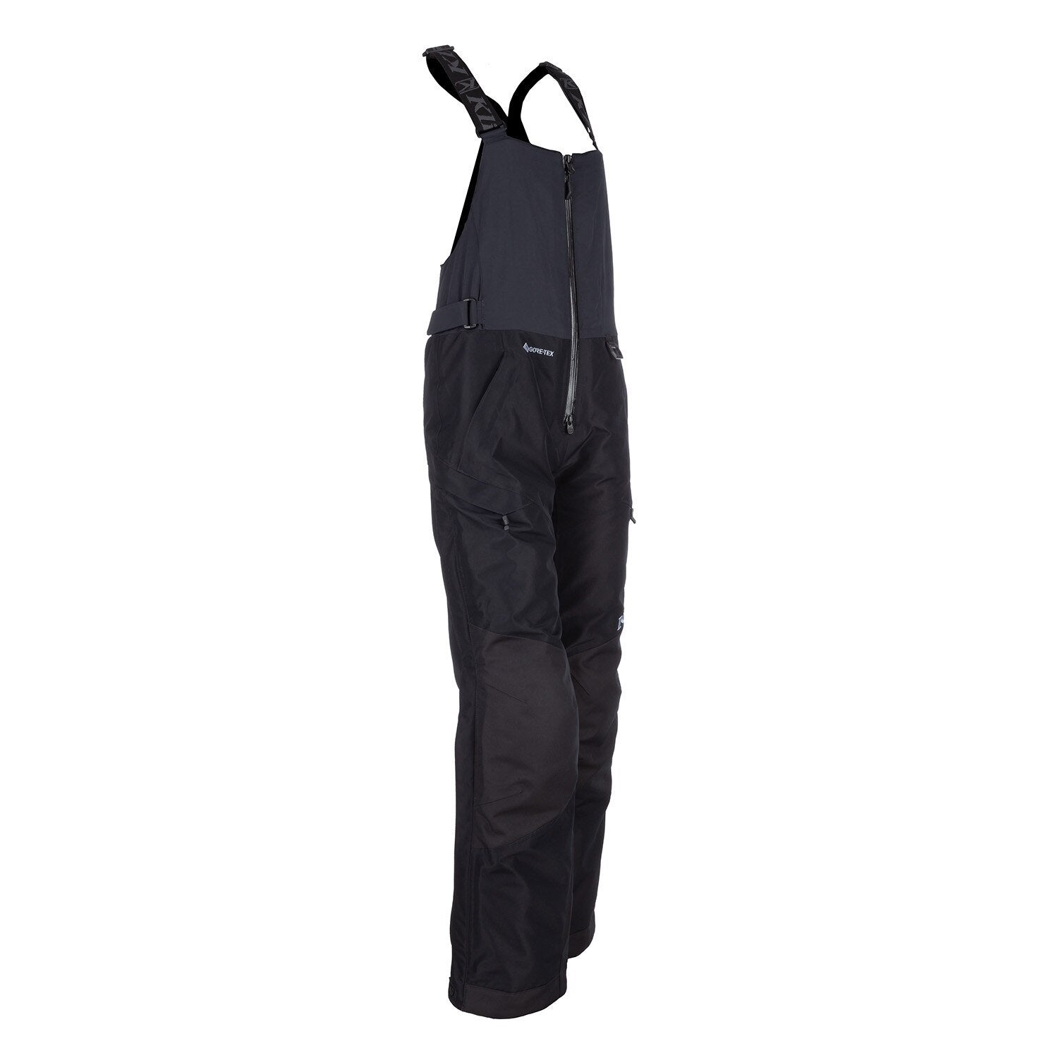 Black bib overalls on a white background