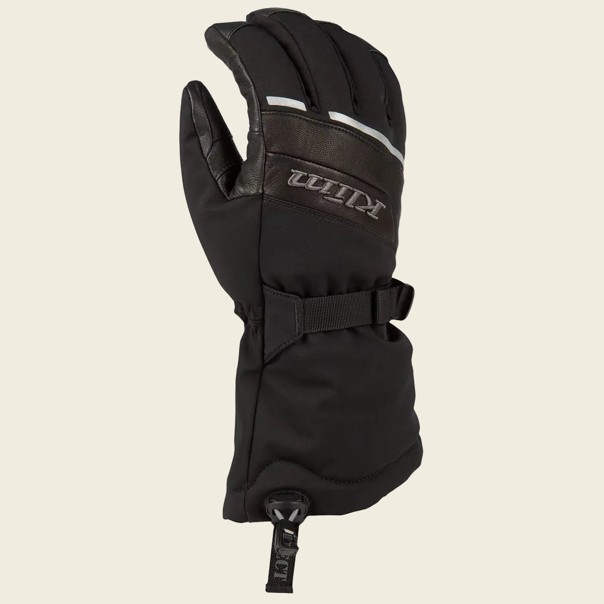 Black glove with brand logo on a white background