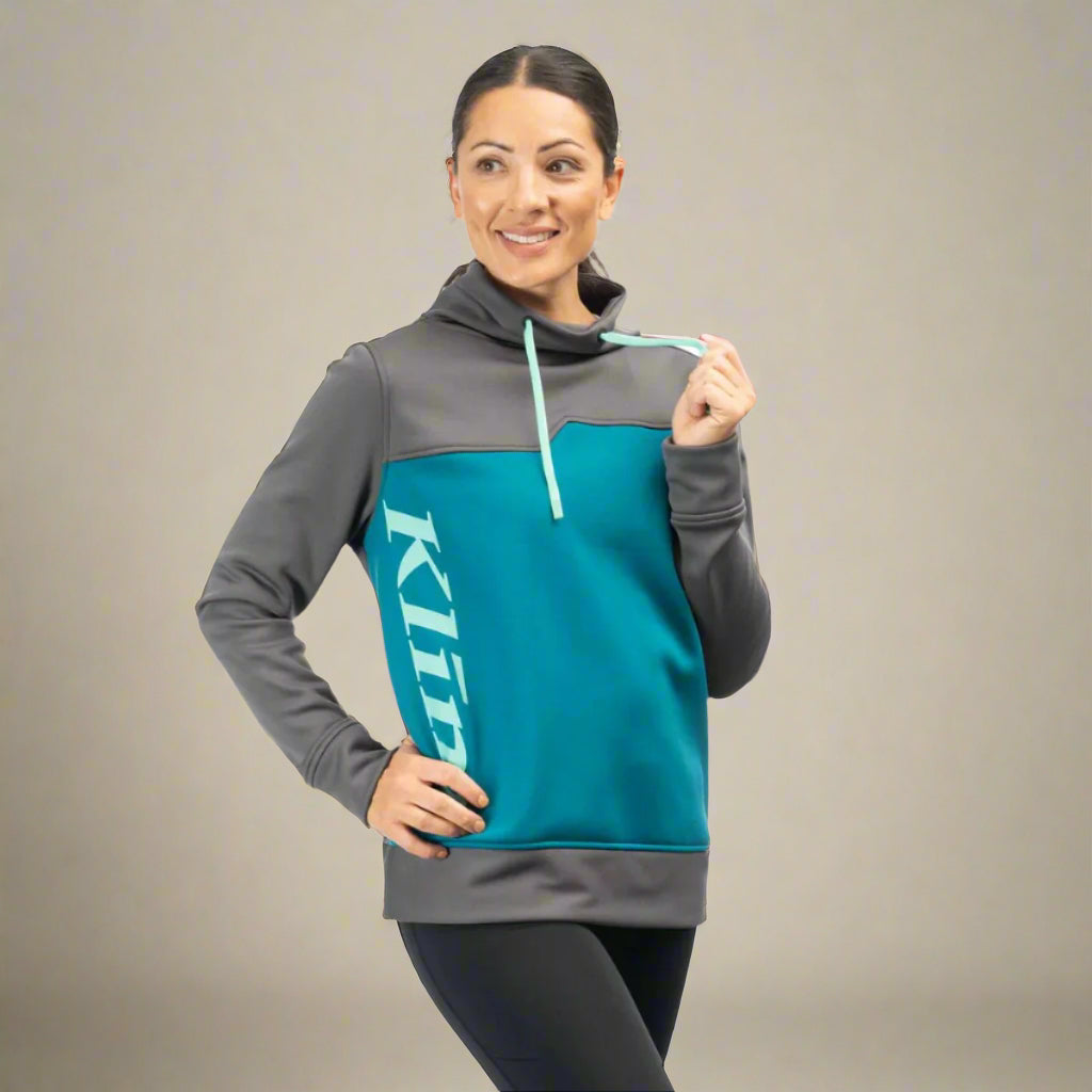 Klim Accelerate Women's Pullover Hoodie Asphalt - Deep Lagoon