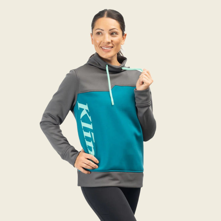 Klim Accelerate Women's Pullover Hoodie Asphalt - Deep Lagoon