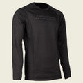 Black long-sleeve shirt with 'Klim' logo on a white background