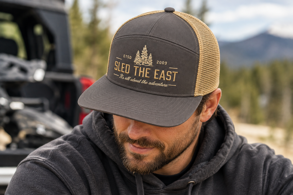 Sled The East Woodsman Flat Brim Snapback in Charcoal/Khaki