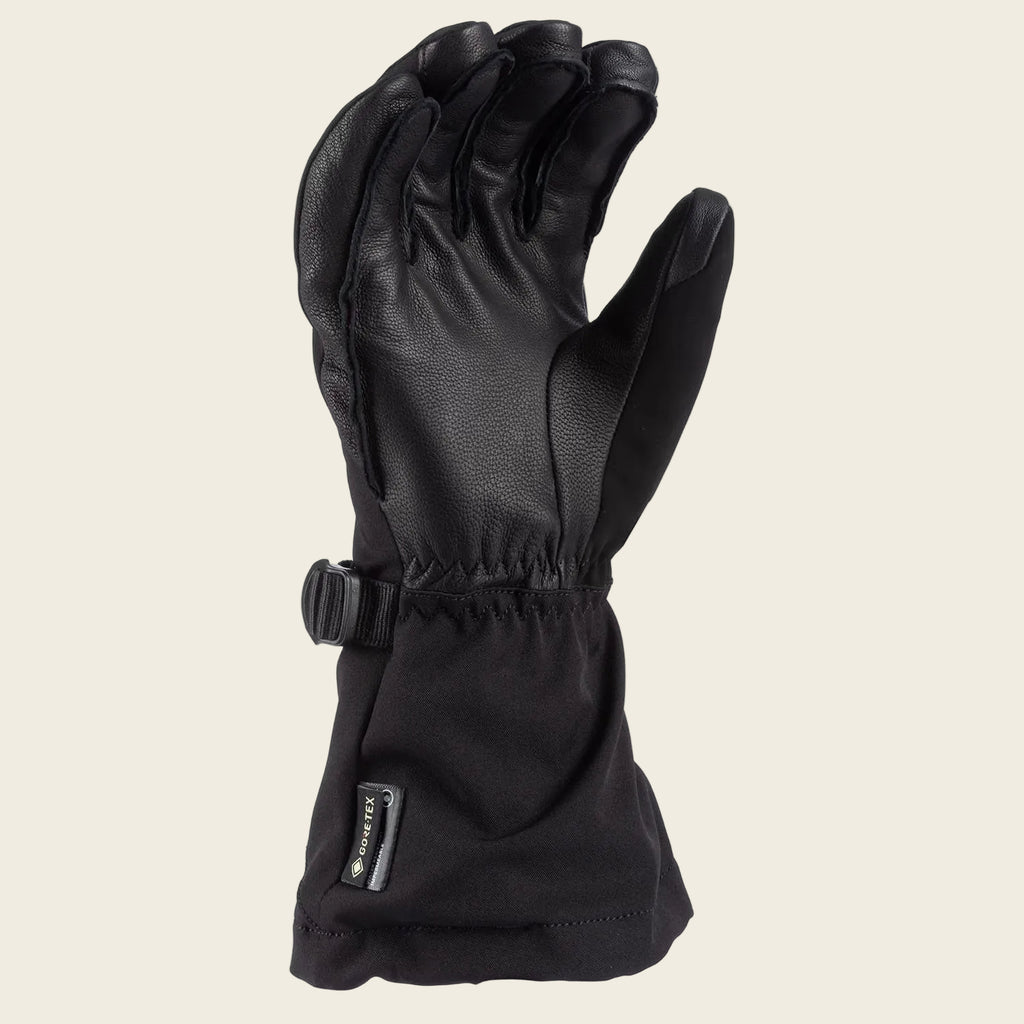 Black glove with a buckle on a white background