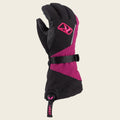 Black and pink glove with a logo on a white background