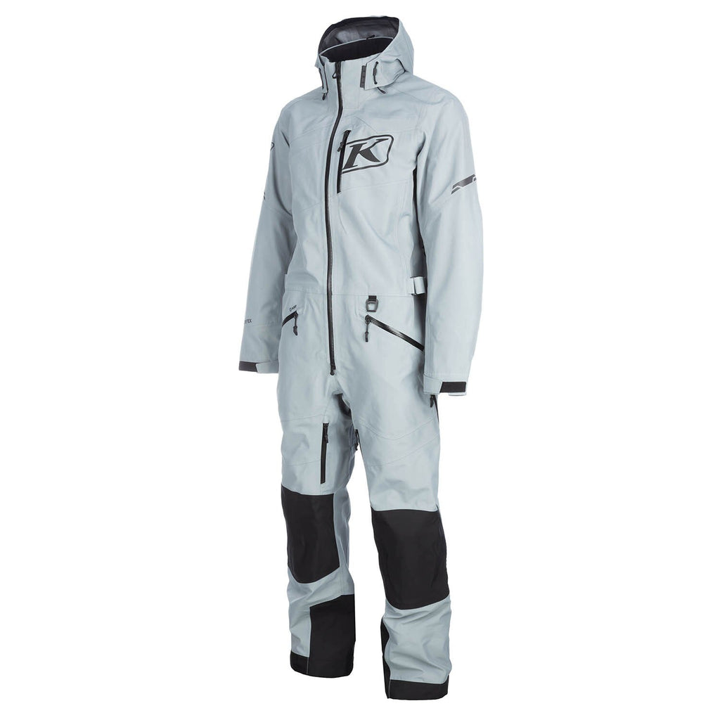 Gray and black waterproof suit with brand logo on a white background