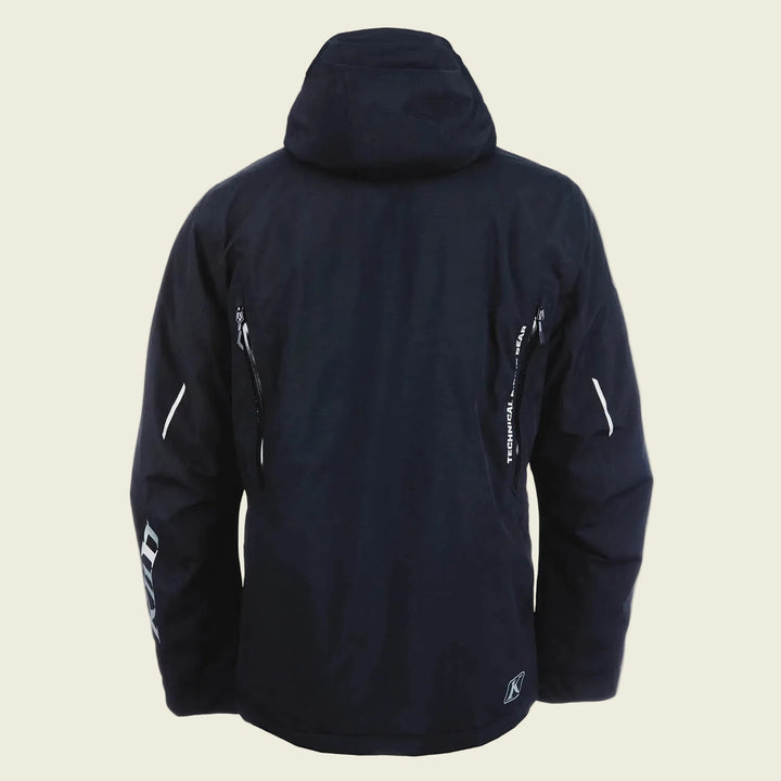 Black jacket with white accents on a white background