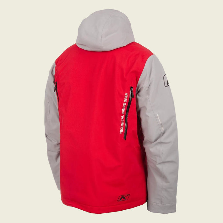 Red and gray jacket with a visible brand logo on a white background