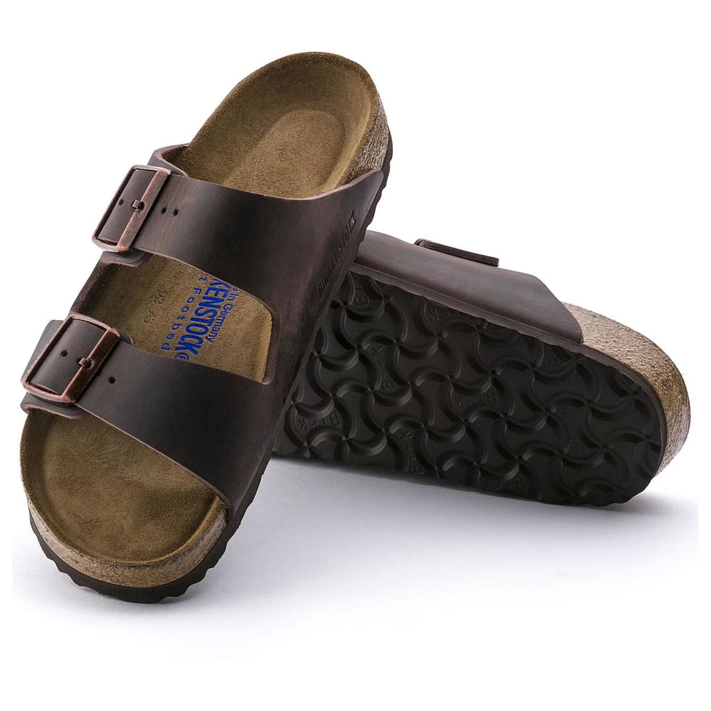 Brown sandals with cork insole on a white background