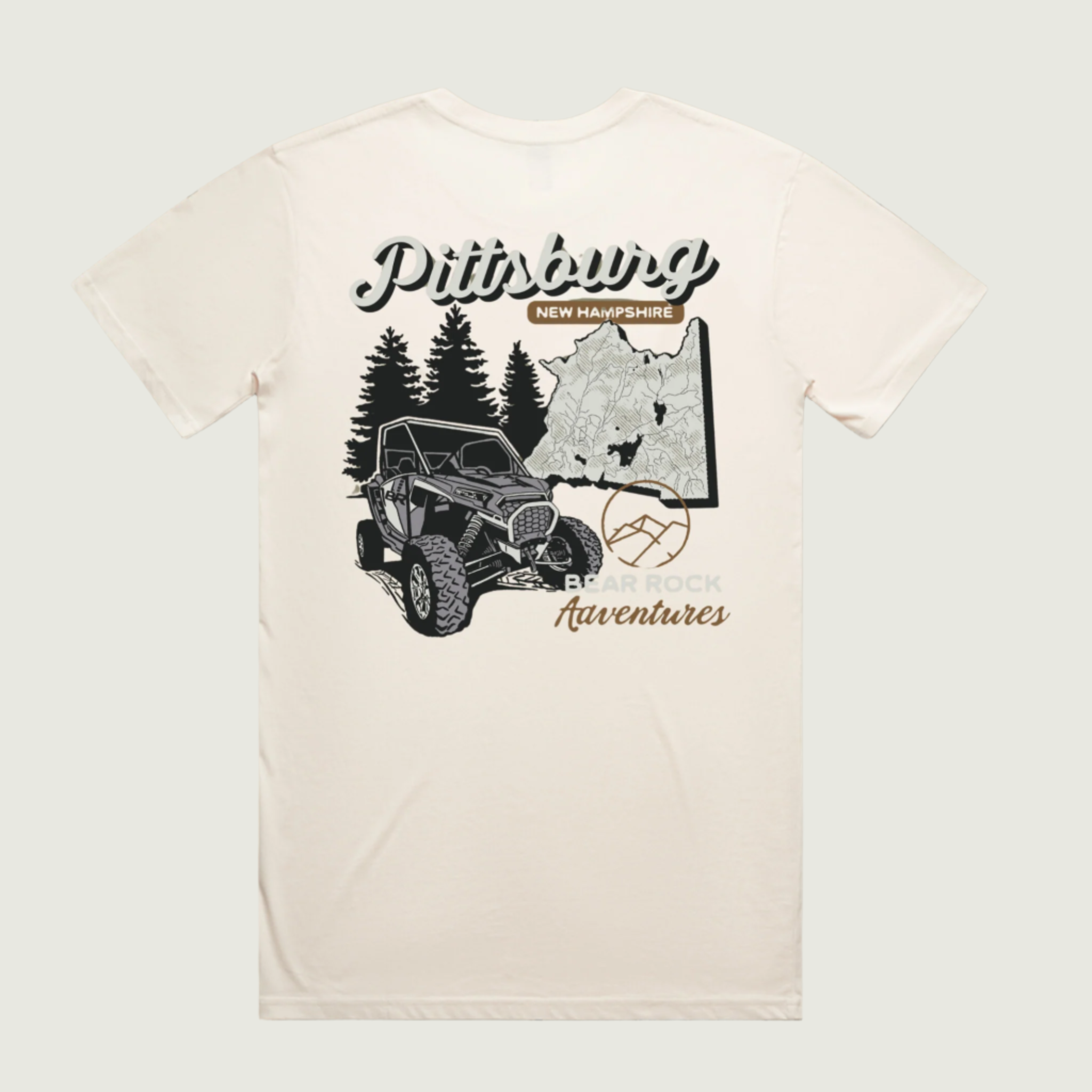 Bear Rock Premium | ATV Pittsburg, NH Tee Ecru Back