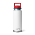Yeti Rambler 36 oz Bottle w/Chug Cap White Navy Rescue Red