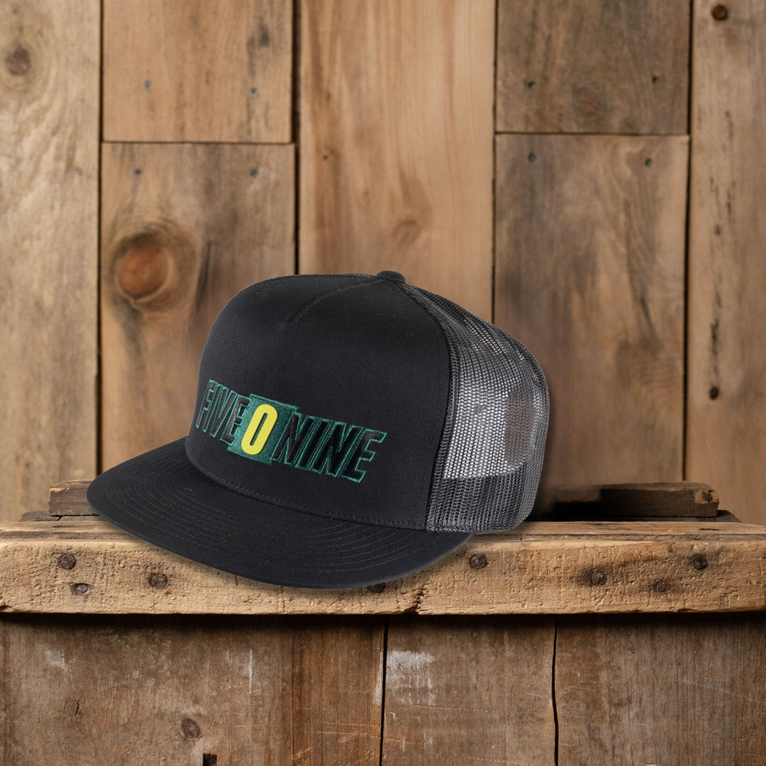 509 Five O Nine Flat Billed Trucker Hat in Black