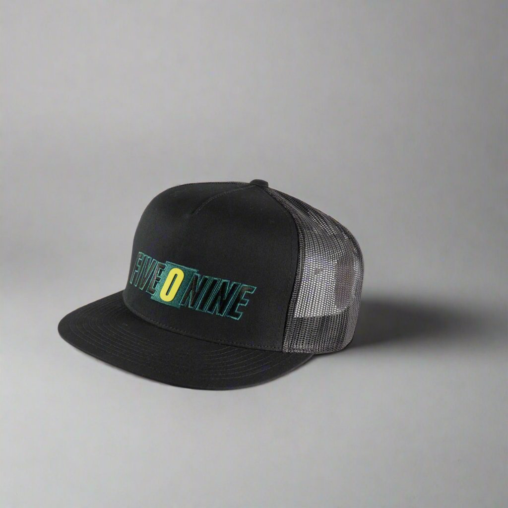 509 Five O Nine Flat Billed Trucker Hat in Black