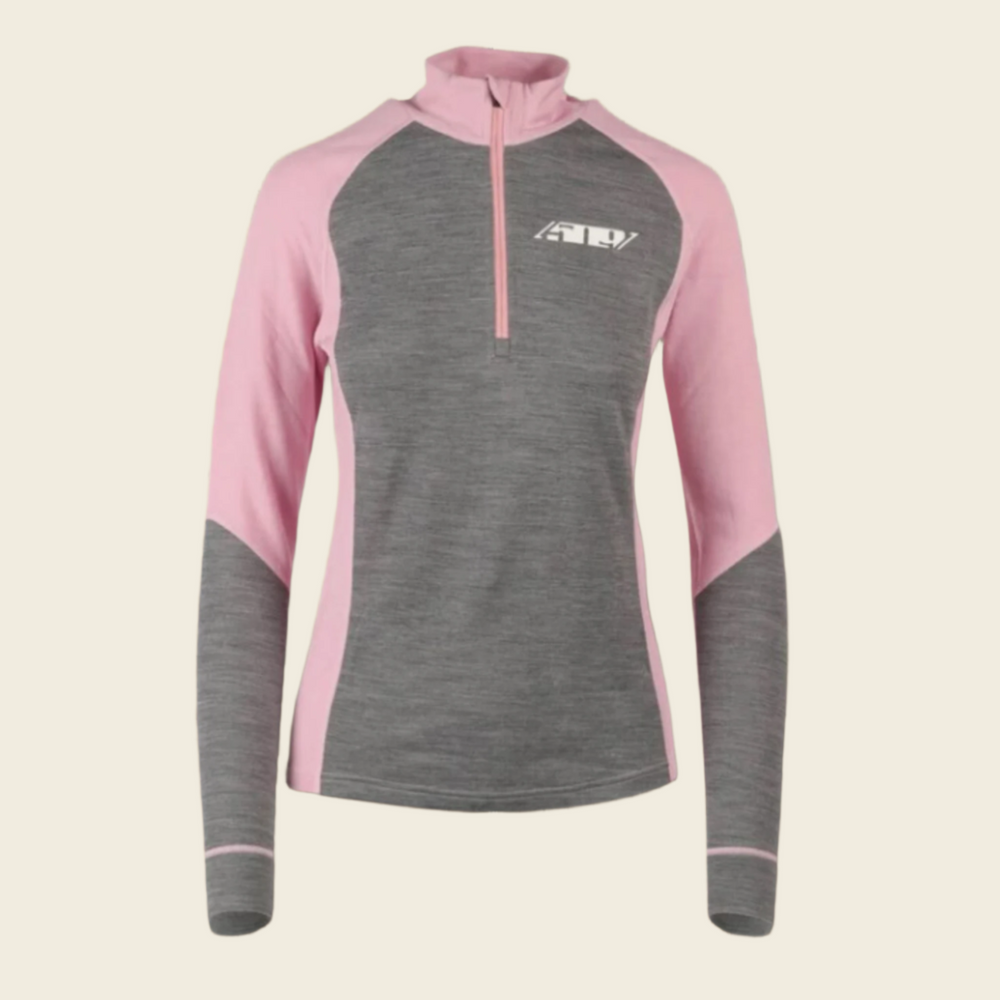 509 Womens FZN Merino 1-4 Zip Dusty Rose Grey