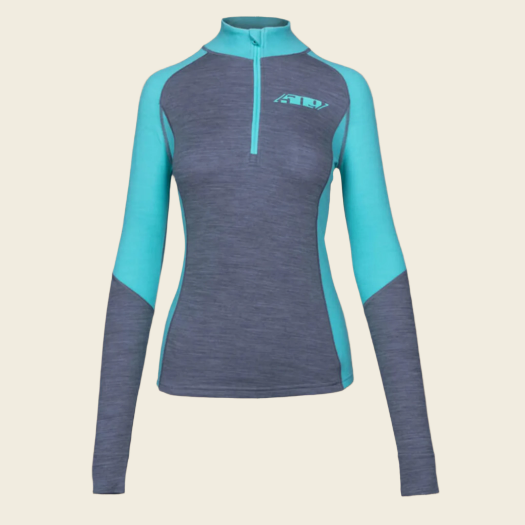 509 Womens FZN Merino 1-4 Zip Gray Teal