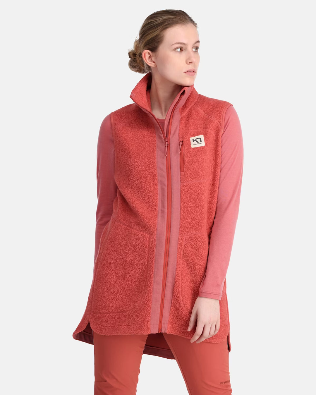 Kari Traa Sanne Pile Long Vest | Cedar