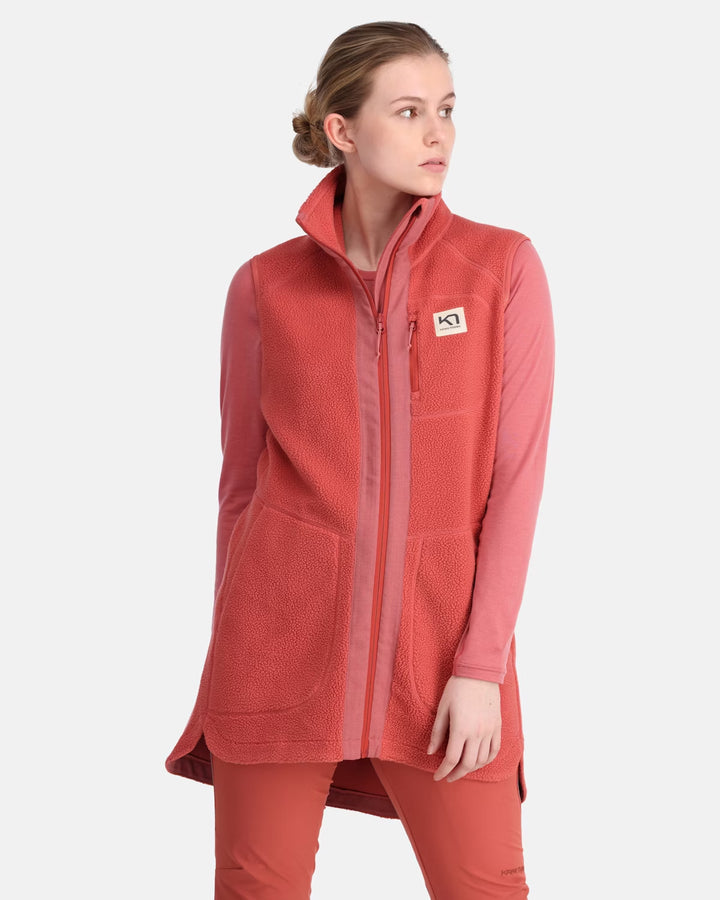 Kari Traa Sanne Pile Long Vest | Cedar