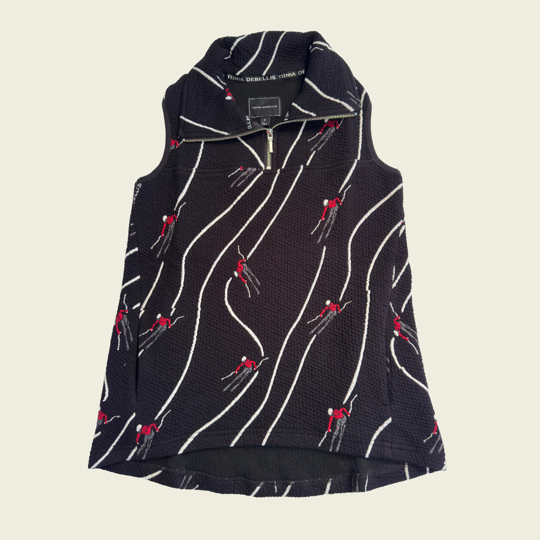Tonia Debellis Vira Vest Mini Skier Red Black Multi