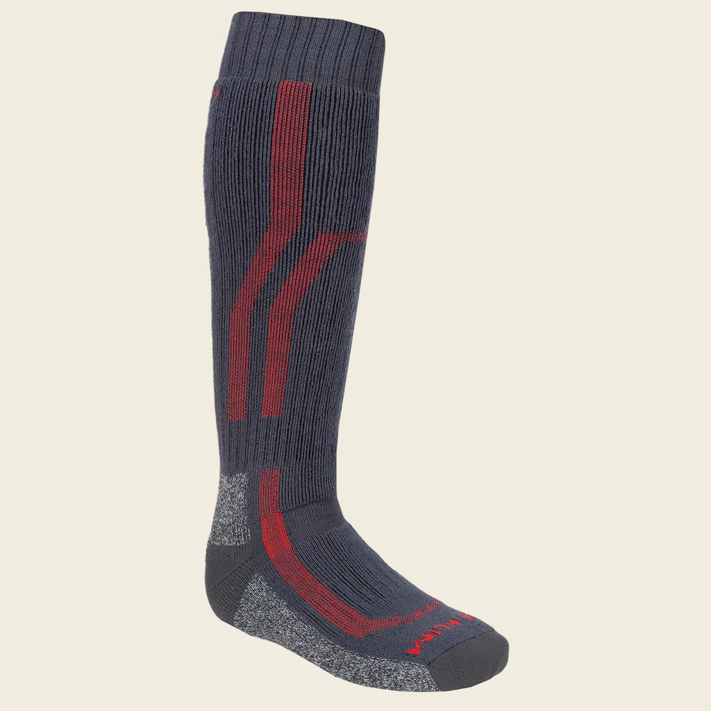 Gray and red sock on a white background