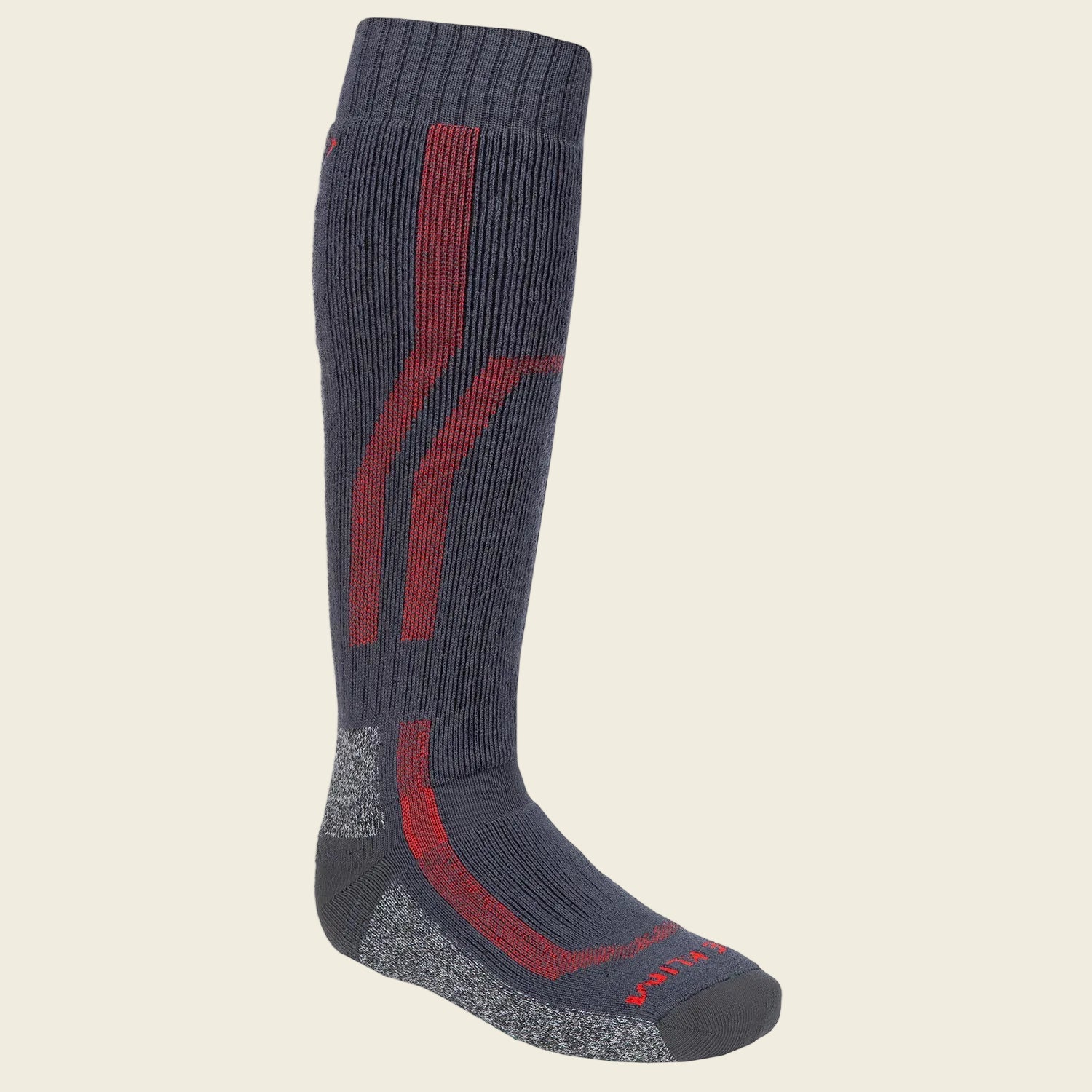 Gray and red sock on a white background