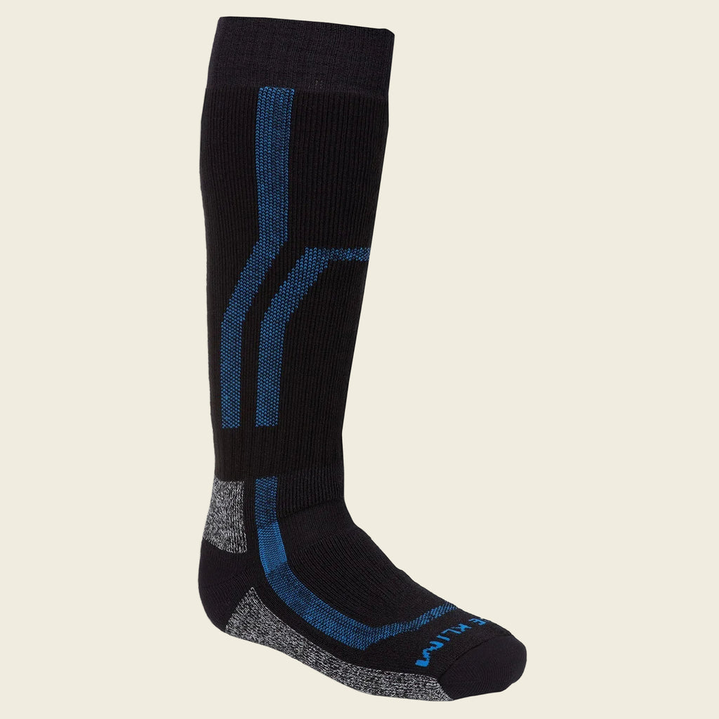 Black and blue sock on a white background