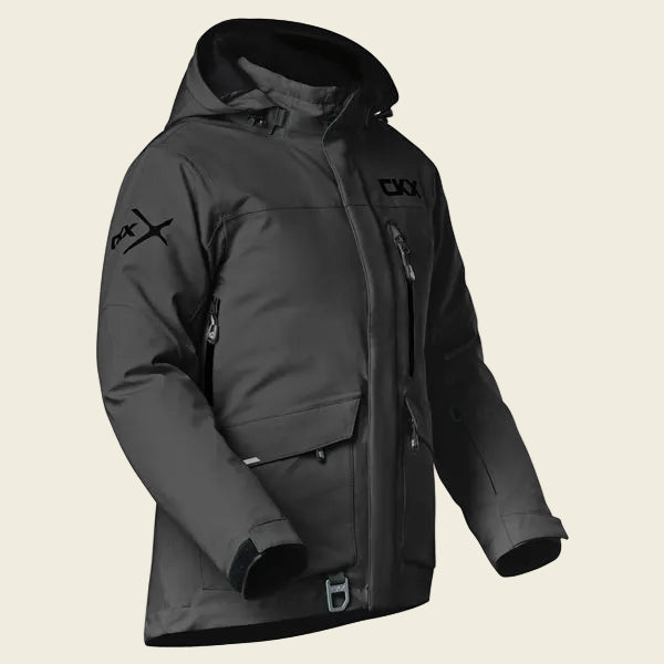 black jacket with brand logo on a white background