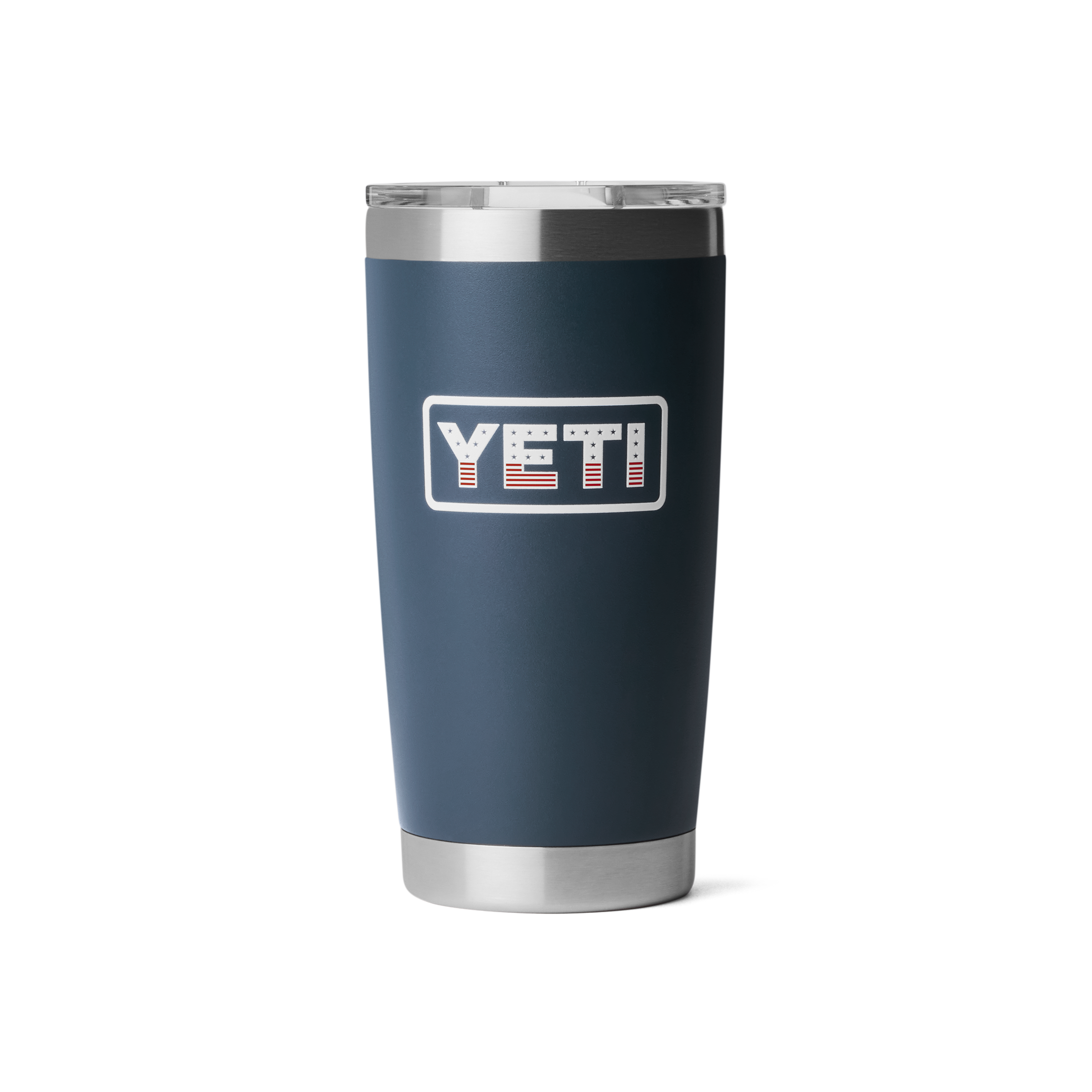 Blue YETI tumbler with a white background