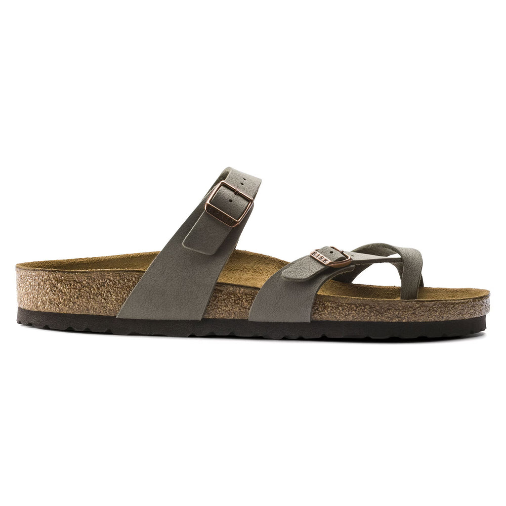 Gray sandal with a strap on a white background