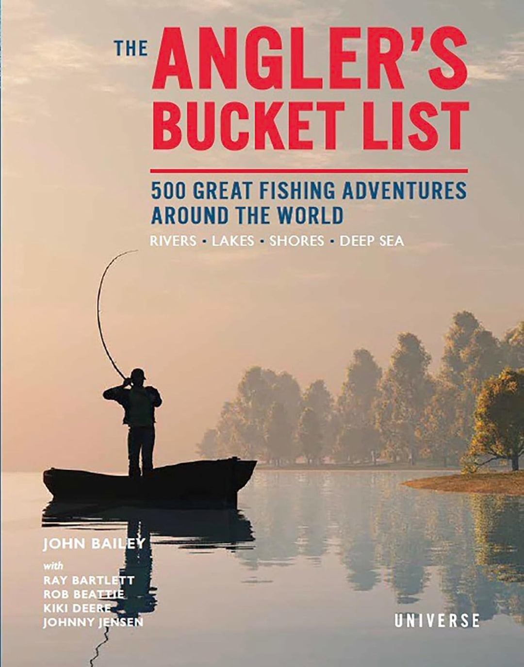 Book cover of 'The Angler's Bucket List' with a fishing scene on a lake.