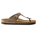 Brown sandal with a strap on a white background