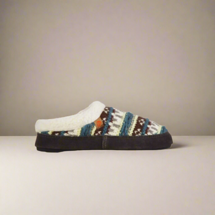 Acorn Fairisle Hoodback Slippers Peacock
