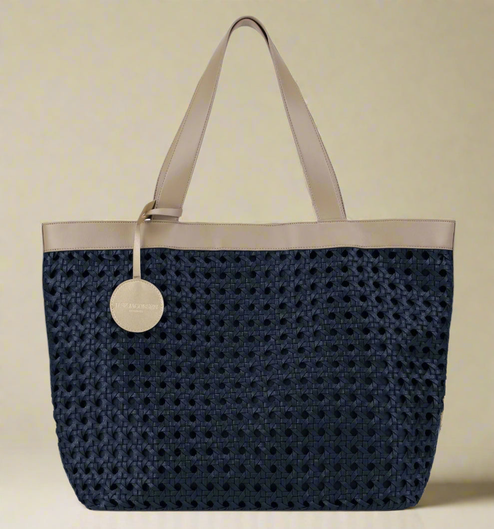Isle of Jacobsen Large Beach Bag | Dark Indigo with Sand Pile