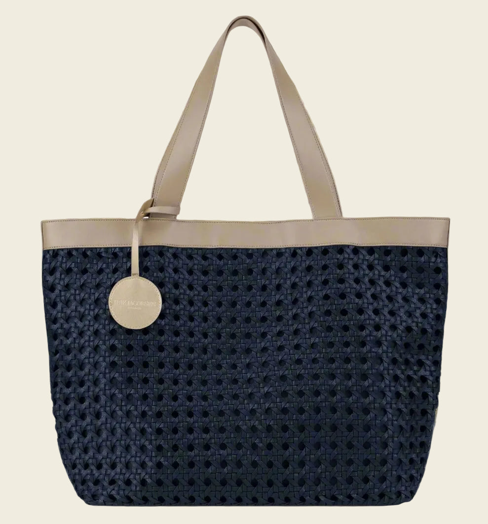 Isle of Jacobsen Large Beach Bag | Dark Indigo with Sand Pile