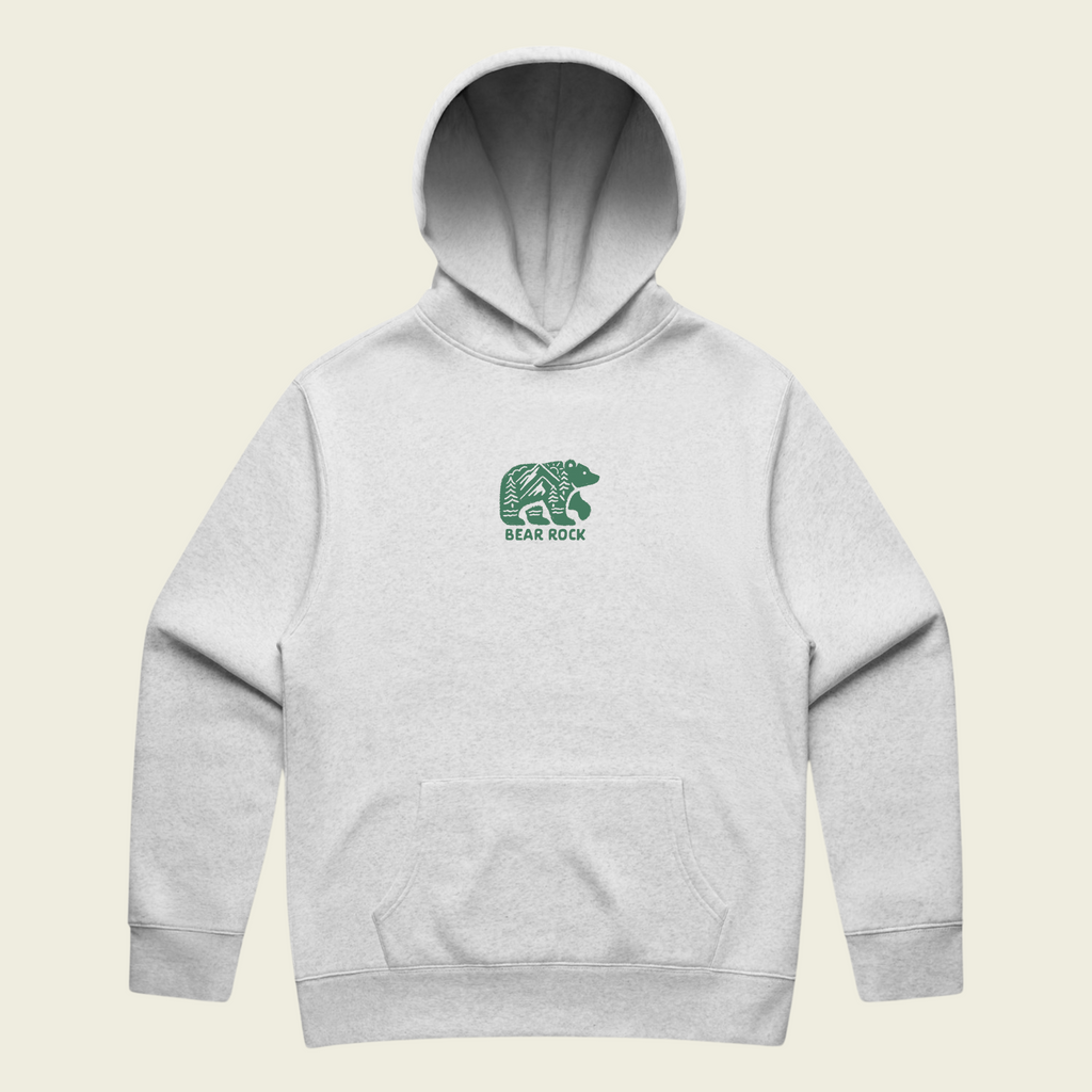 Bear Rock Bear Print Relax Hoodie - White Heather Front