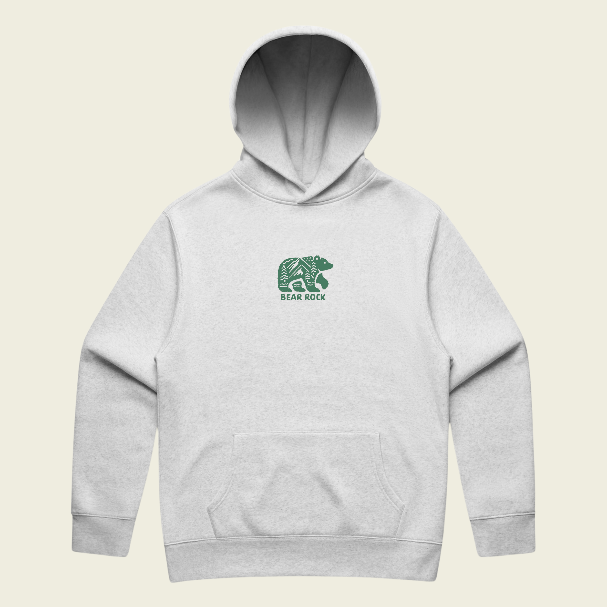 Bear Rock Bear Print Relax Hoodie - White Heather Front